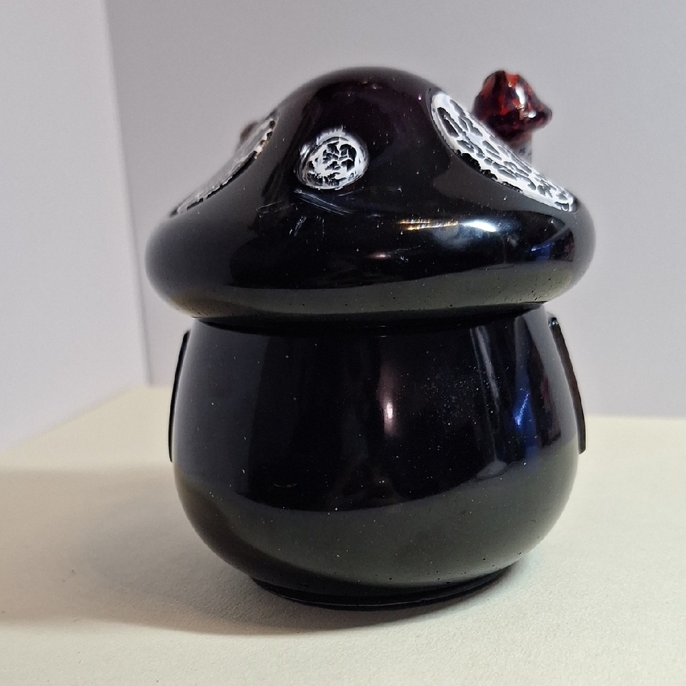 Whimsical Black Mushroom House Figurine - Picture 4 of 4